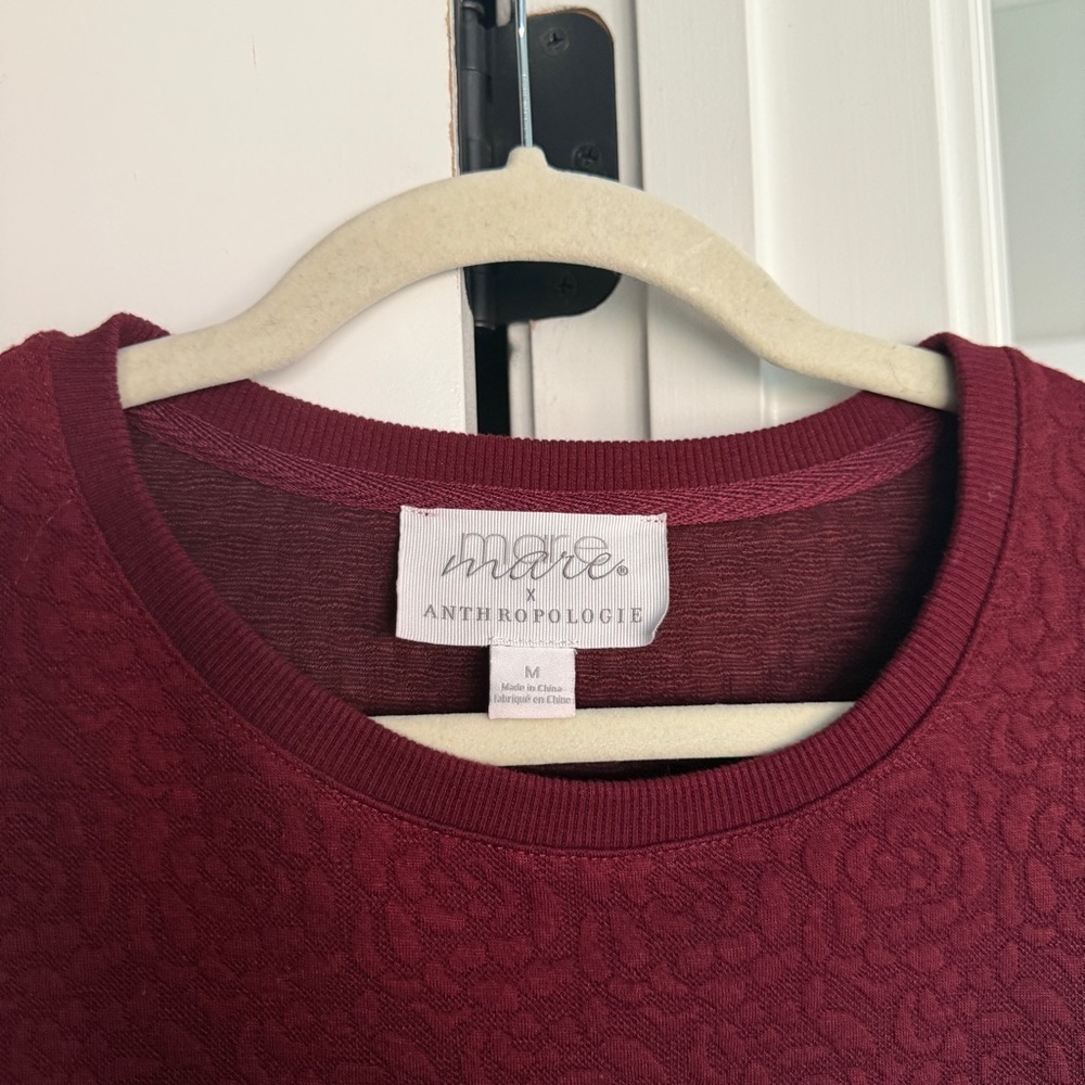 Anthropologie Mare Mare Odila Maroon Textured Knit long sleeve dress tunic - Picture 4 of 7